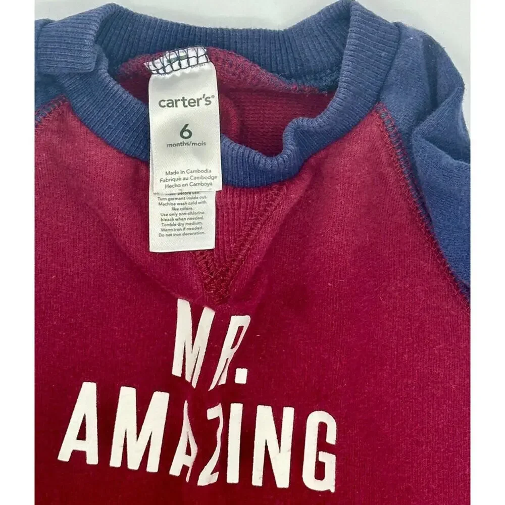 Carter’s Amazing Romper Size 6 Months Blue Red (804)